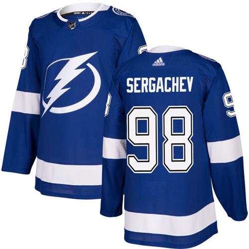 Adidas Men Tampa Bay Lightning #98 Mikhail Sergachev Blue Home Authentic Stitched NHL Jersey